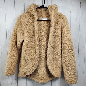 Abercrombie & Fitch Girl's Open Front Fleece Jacket Size 11/12 Tan